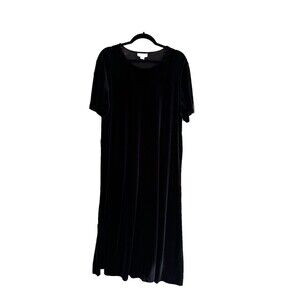 Vintage Talbots Velvet Dress Black Short Sleeve Women's XL Classic Timeless